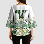 Australia Rugby Custom Kimono Sleeve Blouse 2025 Wallaroos Indigenous Art - Aussie Hoodie