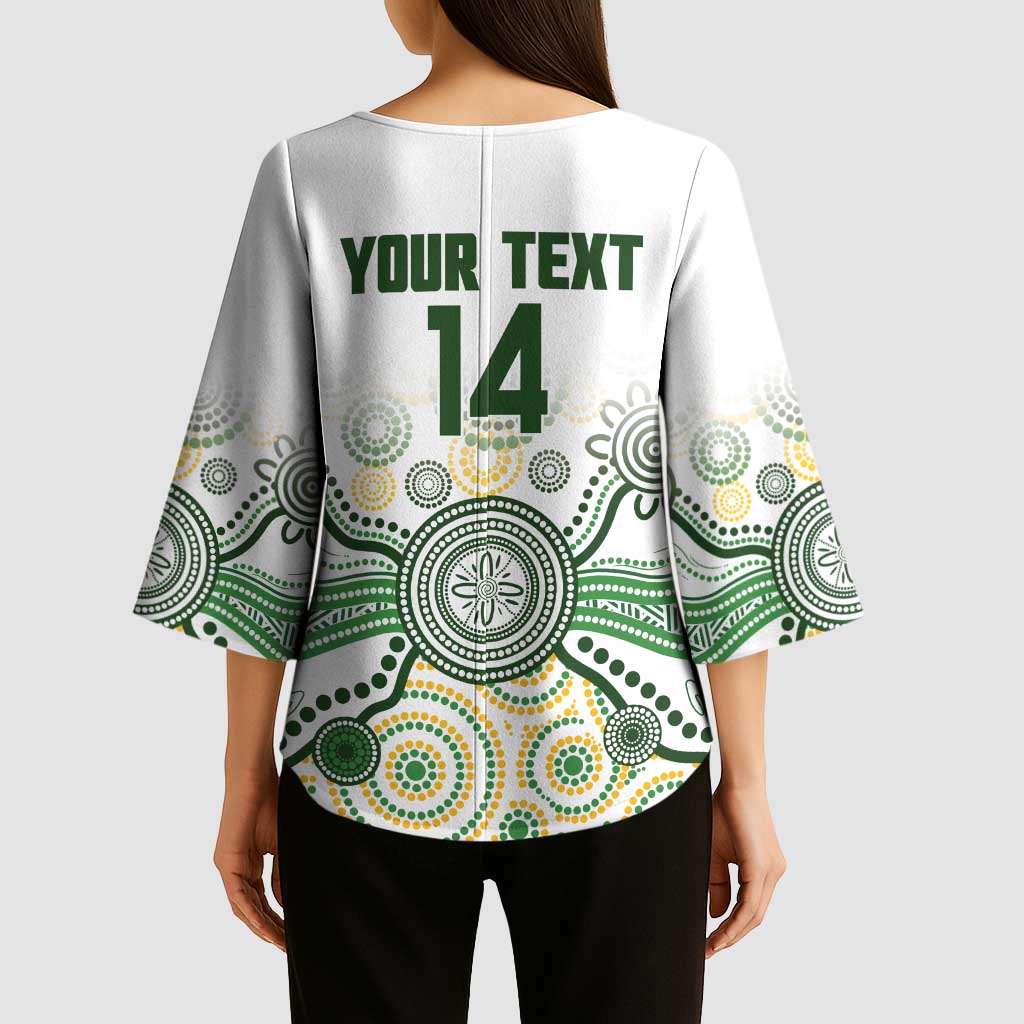 Australia Rugby Custom Kimono Sleeve Blouse 2025 Wallaroos Indigenous Art - Aussie Hoodie