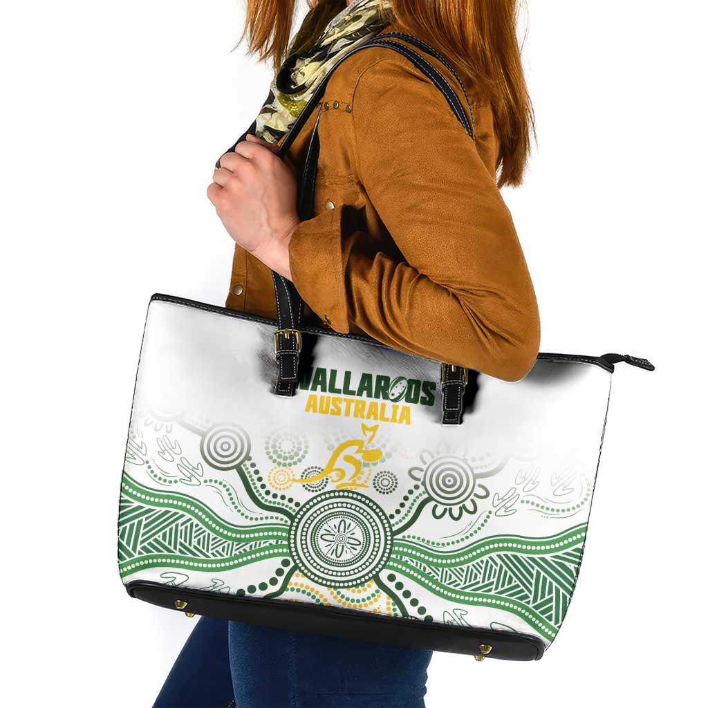 Australia Rugby Leather Tote Bag 2025 Wallaroos Indigenous Art - Aussie Hoodie