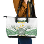 Australia Rugby Leather Tote Bag 2025 Wallaroos Indigenous Art - Aussie Hoodie