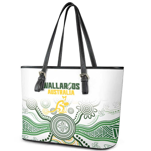 Australia Rugby Leather Tote Bag 2025 Wallaroos Indigenous Art - Aussie Hoodie