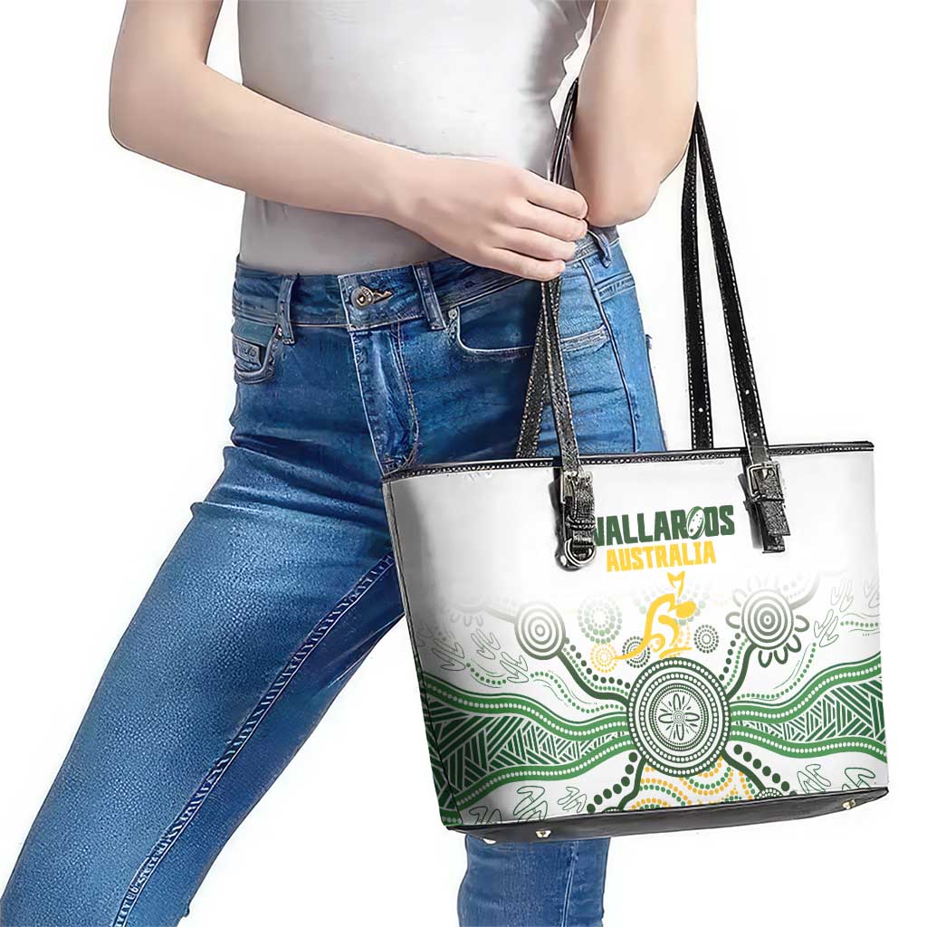 Australia Rugby Leather Tote Bag 2025 Wallaroos Indigenous Art - Aussie Hoodie