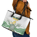 Australia Rugby Leather Tote Bag 2025 Wallaroos Indigenous Art - Aussie Hoodie