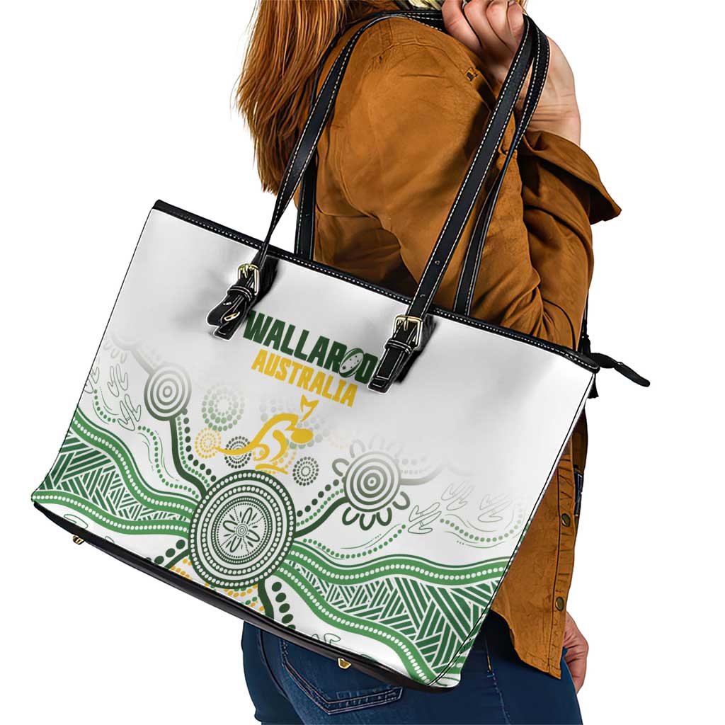Australia Rugby Leather Tote Bag 2025 Wallaroos Indigenous Art - Aussie Hoodie