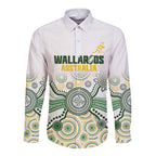 Australia Rugby Custom Long Sleeve Button Shirt 2025 Wallaroos Indigenous Art - Aussie Hoodie