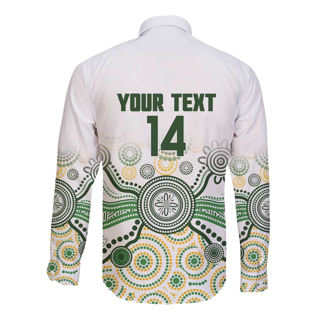 Australia Rugby Custom Long Sleeve Button Shirt 2025 Wallaroos Indigenous Art - Aussie Hoodie