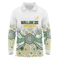 Australia Rugby Custom Long Sleeve Polo Shirt 2025 Wallaroos Indigenous Art - Aussie Hoodie