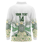 Australia Rugby Custom Long Sleeve Polo Shirt 2025 Wallaroos Indigenous Art - Aussie Hoodie