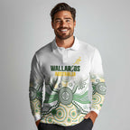 Australia Rugby Custom Long Sleeve Polo Shirt 2025 Wallaroos Indigenous Art - Aussie Hoodie