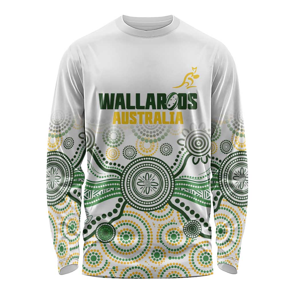 Australia Rugby Custom Long Sleeve Shirt 2025 Wallaroos Indigenous Art - Aussie Hoodie