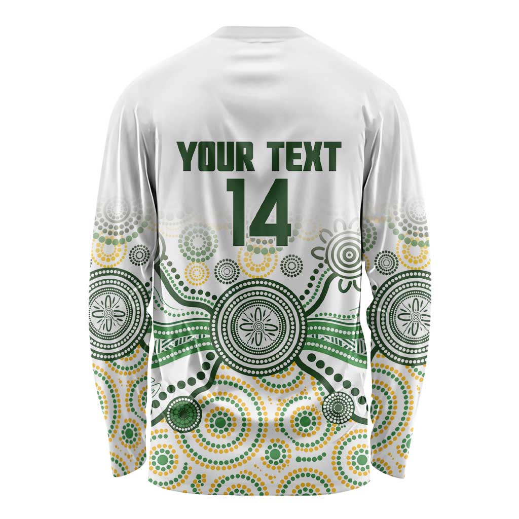 Australia Rugby Custom Long Sleeve Shirt 2025 Wallaroos Indigenous Art - Aussie Hoodie