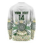 Australia Rugby Custom Long Sleeve Shirt 2025 Wallaroos Indigenous Art - Aussie Hoodie