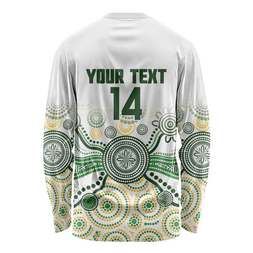 Australia Rugby Custom Long Sleeve Shirt 2025 Wallaroos Indigenous Art - Aussie Hoodie