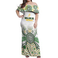 Australia Rugby Custom Off Shoulder Maxi Dress 2025 Wallaroos Indigenous Art - Aussie Hoodie