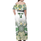 Australia Rugby Custom Off Shoulder Maxi Dress 2025 Wallaroos Indigenous Art - Aussie Hoodie