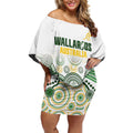 Australia Rugby Custom Off Shoulder Short Dress 2025 Wallaroos Indigenous Art - Aussie Hoodie