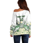 Australia Rugby Custom Off Shoulder Sweater 2025 Wallaroos Indigenous Art - Aussie Hoodie