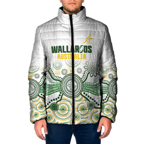Australia Rugby Custom Padded Jacket 2025 Wallaroos Indigenous Art - Aussie Hoodie
