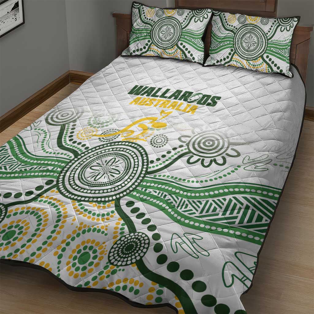 Australia Rugby Quilt Bed Set 2025 Wallaroos Indigenous Art - Aussie Hoodie