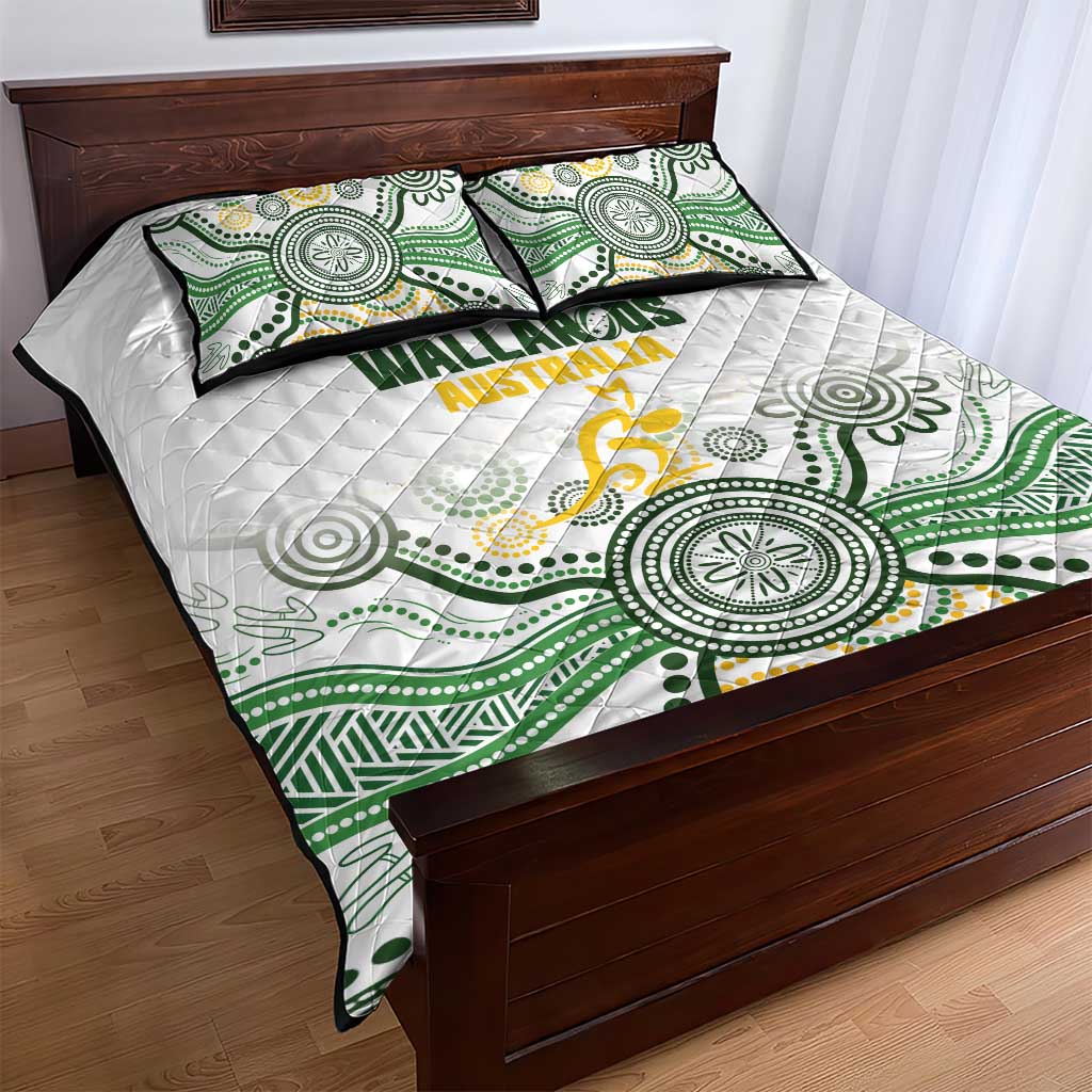 Australia Rugby Quilt Bed Set 2025 Wallaroos Indigenous Art - Aussie Hoodie