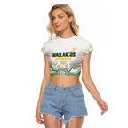 Australia Rugby Custom Raglan Cropped T Shirt 2025 Wallaroos Indigenous Art - Aussie Hoodie