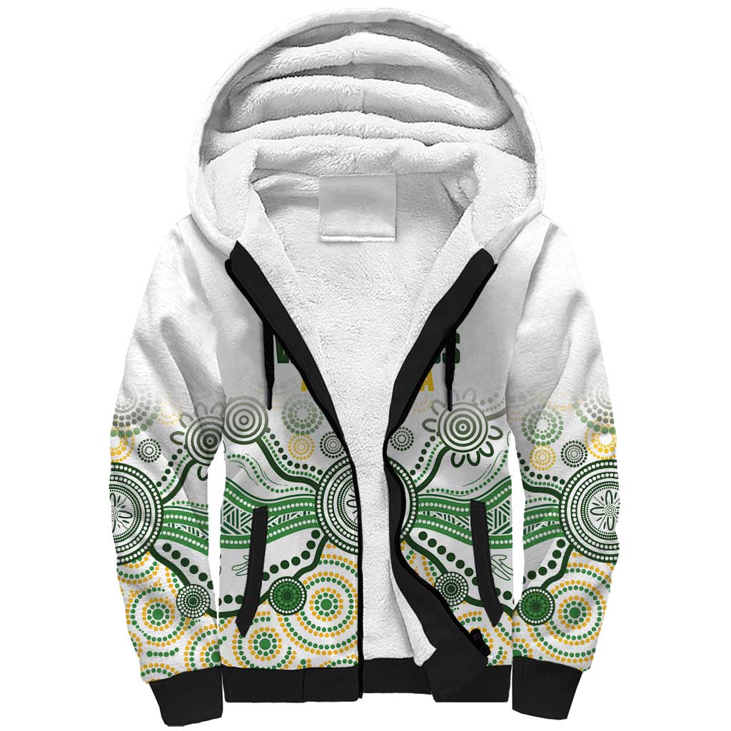 Australia Rugby Custom Sherpa Hoodie 2025 Wallaroos Indigenous Art - Aussie Hoodie