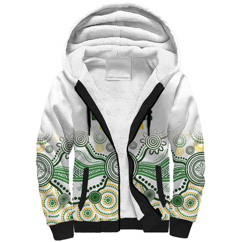 Australia Rugby Custom Sherpa Hoodie 2025 Wallaroos Indigenous Art - Aussie Hoodie