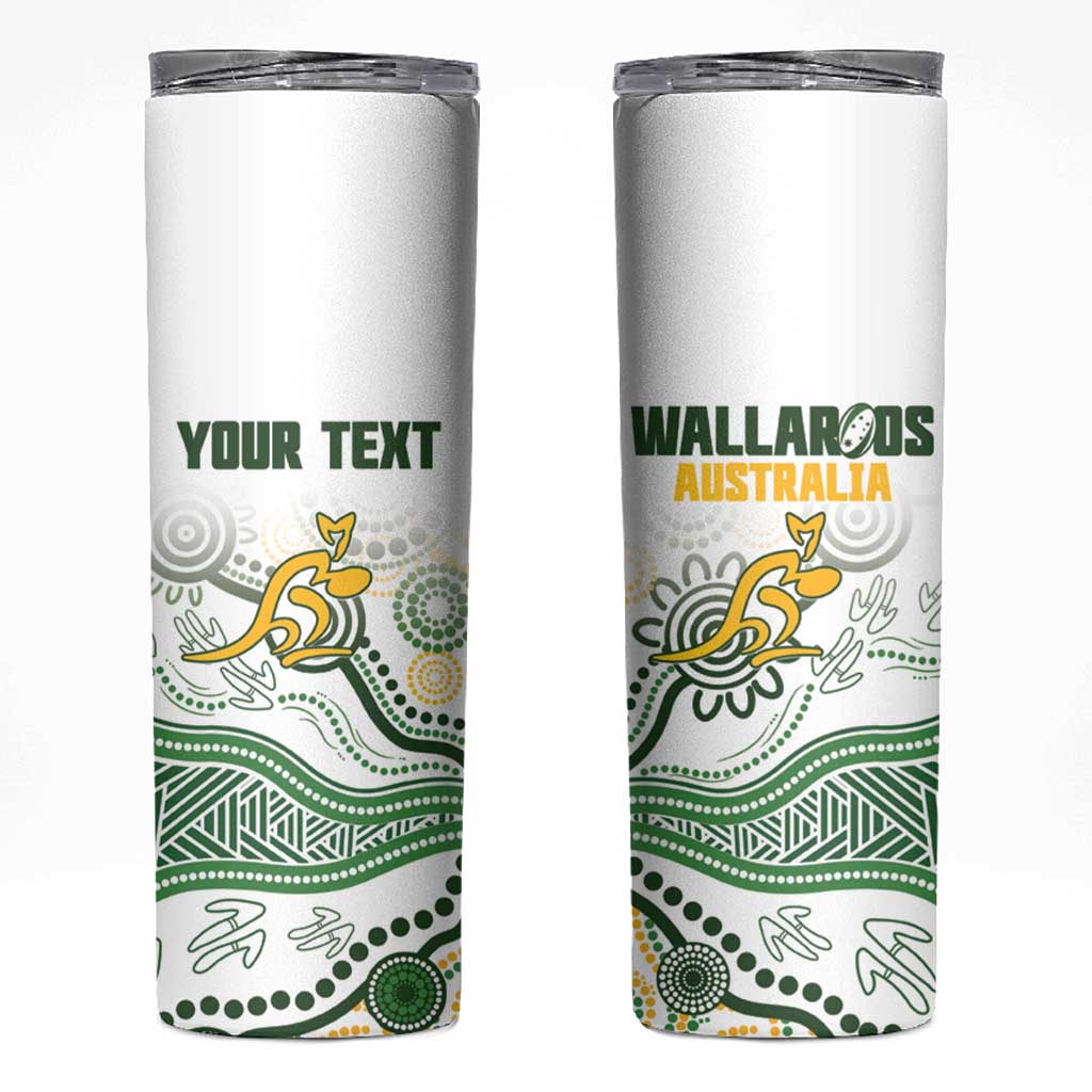Australia Rugby Custom Skinny Tumbler 2025 Wallaroos Indigenous Art - Aussie Hoodie