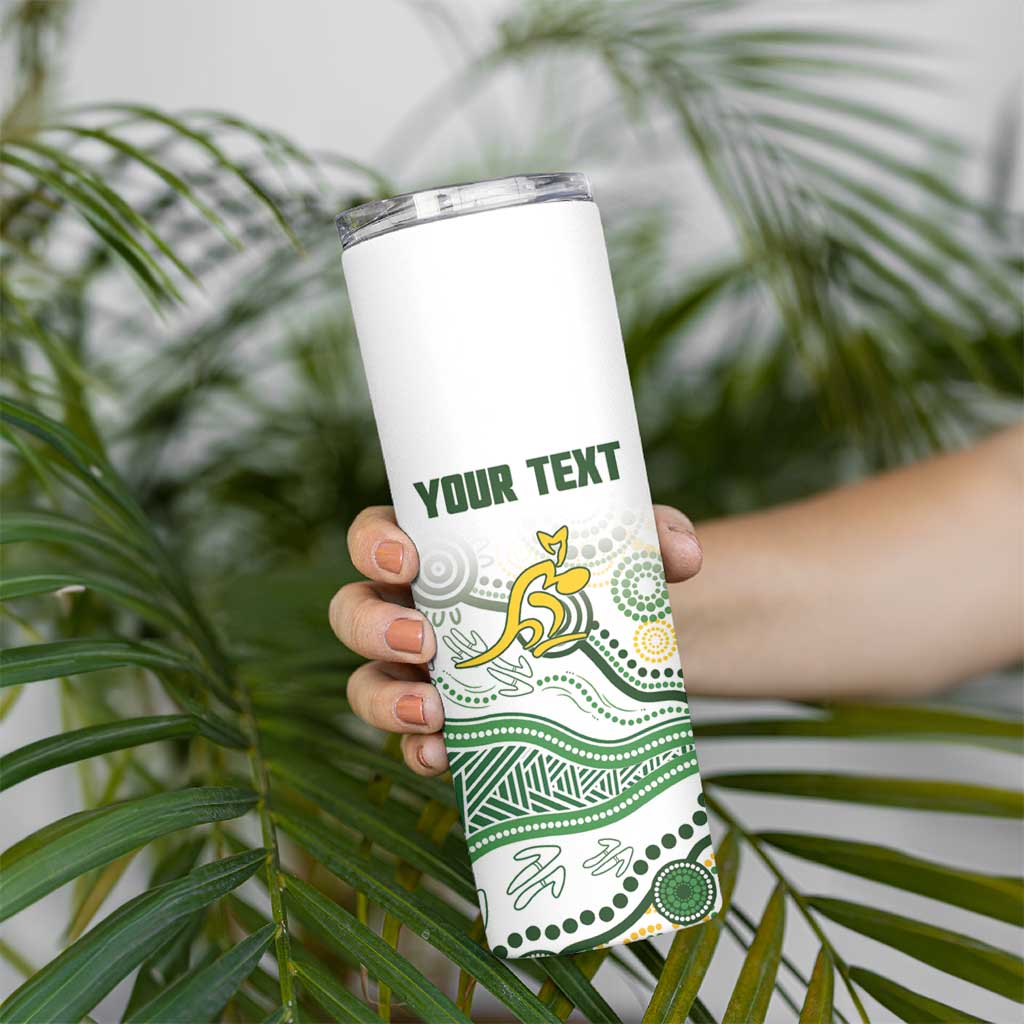 Australia Rugby Custom Skinny Tumbler 2025 Wallaroos Indigenous Art - Aussie Hoodie