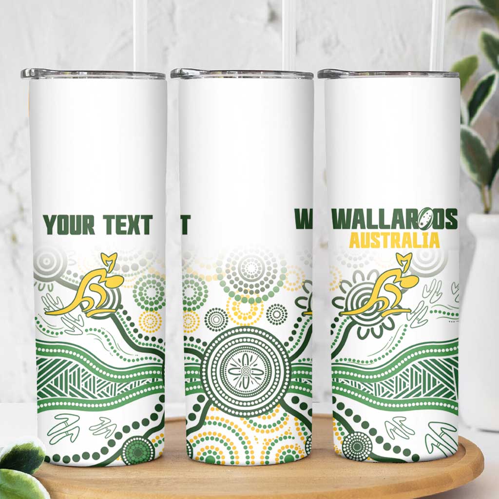 Australia Rugby Custom Skinny Tumbler 2025 Wallaroos Indigenous Art - Aussie Hoodie