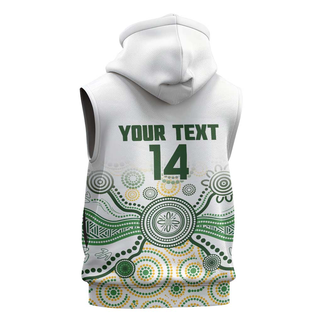 Australia Rugby Custom Sleeveless Hoodie 2025 Wallaroos Indigenous Art - Aussie Hoodie