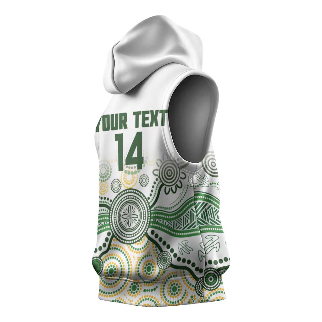 Australia Rugby Custom Sleeveless Hoodie 2025 Wallaroos Indigenous Art - Aussie Hoodie