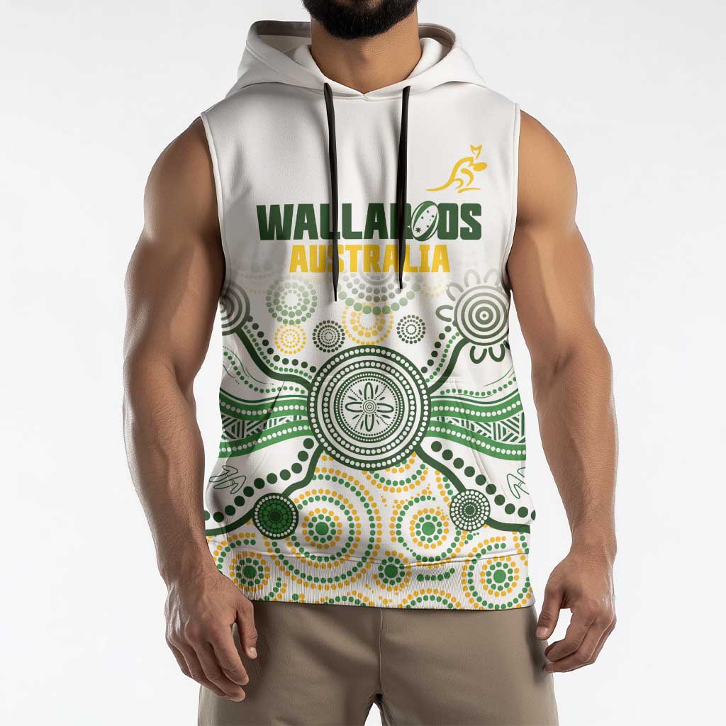 Australia Rugby Custom Sleeveless Hoodie 2025 Wallaroos Indigenous Art - Aussie Hoodie