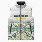 Australia Rugby Custom Sleeveless Puffer Jacket 2025 Wallaroos Indigenous Art - Aussie Hoodie