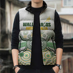 Australia Rugby Custom Sleeveless Puffer Jacket 2025 Wallaroos Indigenous Art - Aussie Hoodie