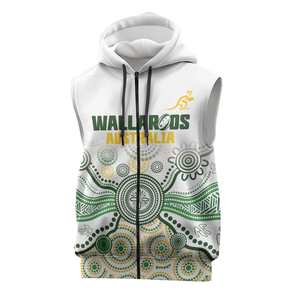 Australia Rugby Custom Sleeveless Zip Hoodie 2025 Wallaroos Indigenous Art LT14