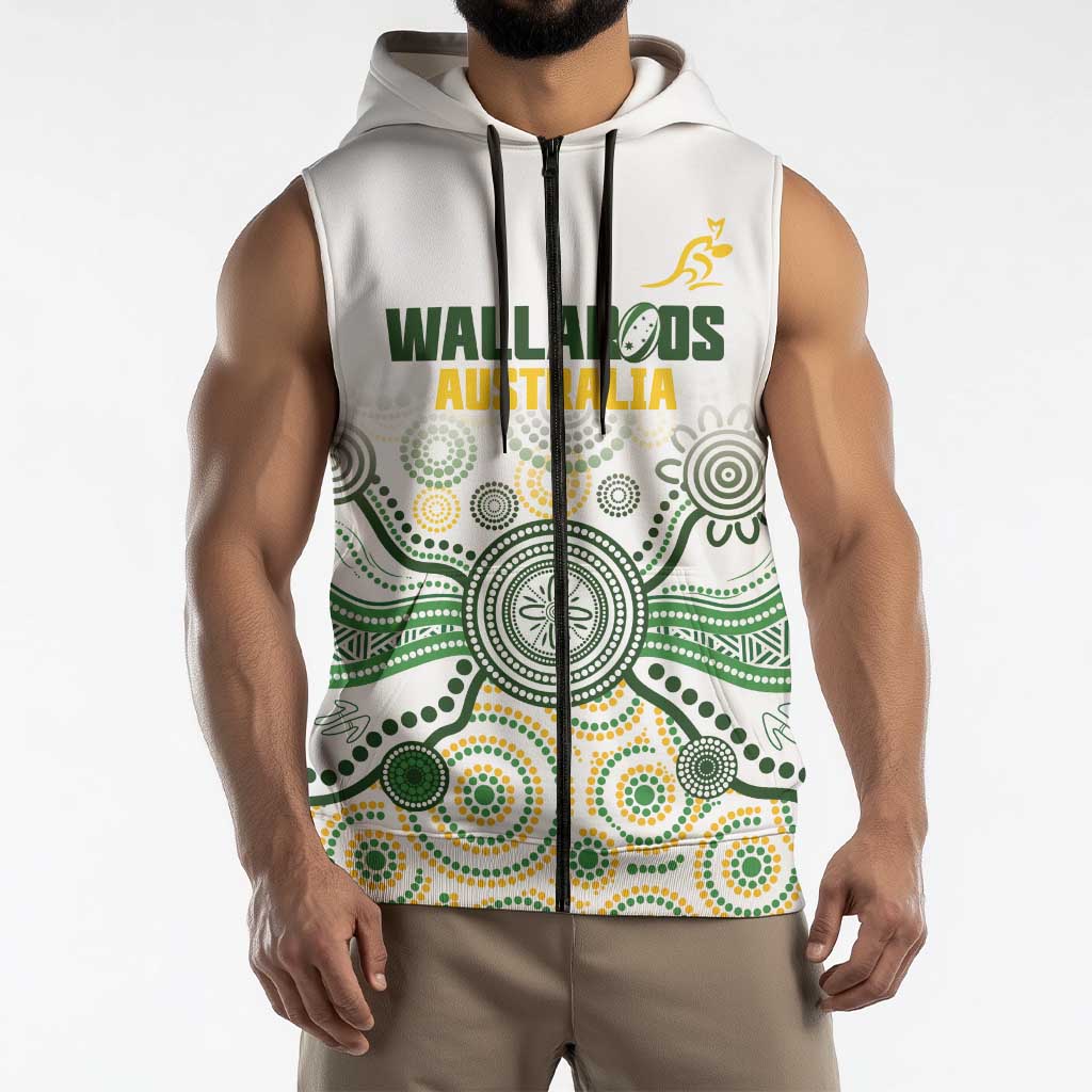 Australia Rugby Custom Sleeveless Zip Hoodie 2025 Wallaroos Indigenous Art LT14