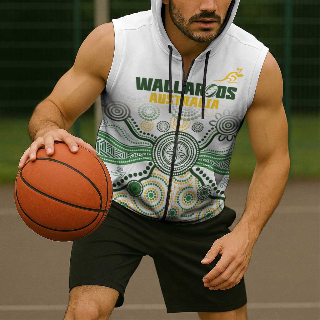 Australia Rugby Custom Sleeveless Zip Hoodie 2025 Wallaroos Indigenous Art LT14