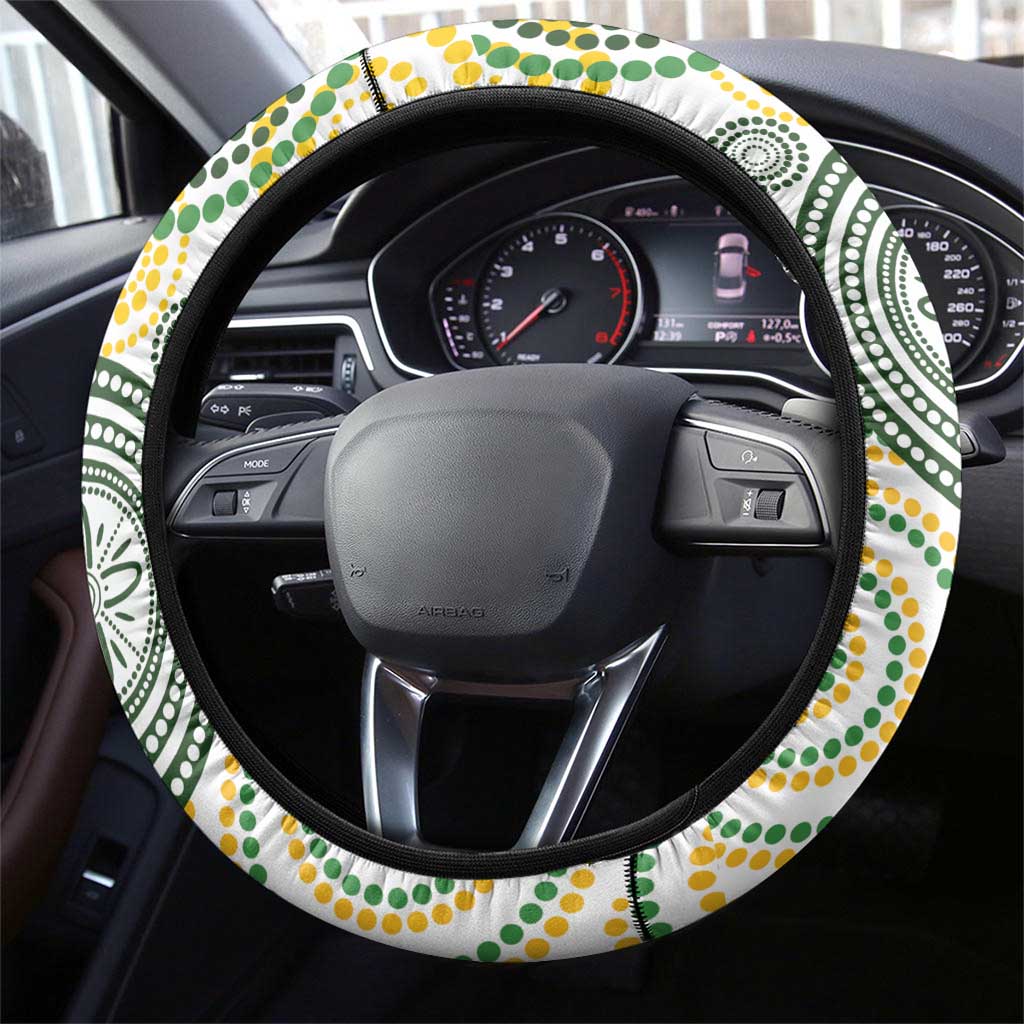 Australia Rugby Steering Wheel Cover 2025 Wallaroos Indigenous Art - Aussie Hoodie