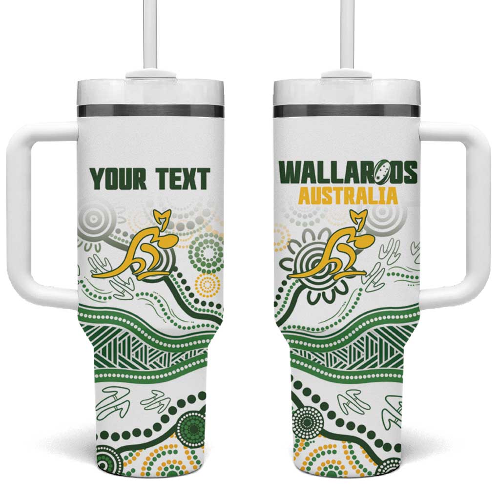 Australia Rugby Custom Tumbler With Handle 2025 Wallaroos Indigenous Art - Aussie Hoodie