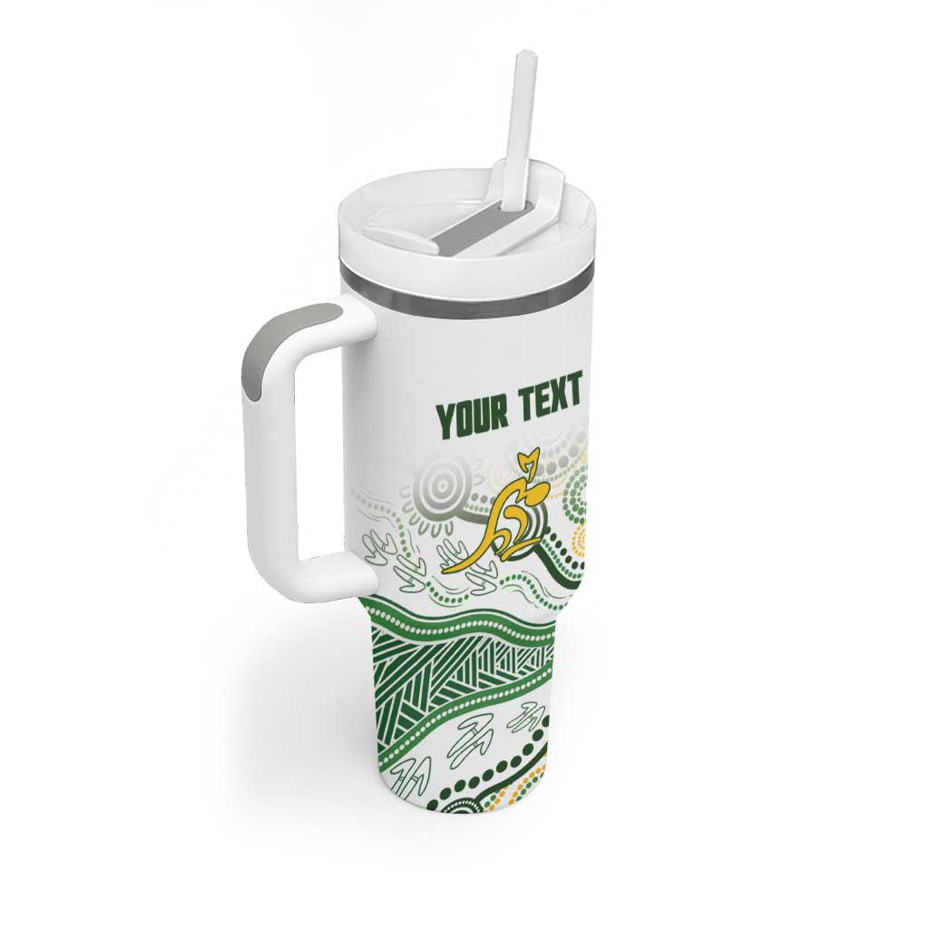 Australia Rugby Custom Tumbler With Handle 2025 Wallaroos Indigenous Art - Aussie Hoodie