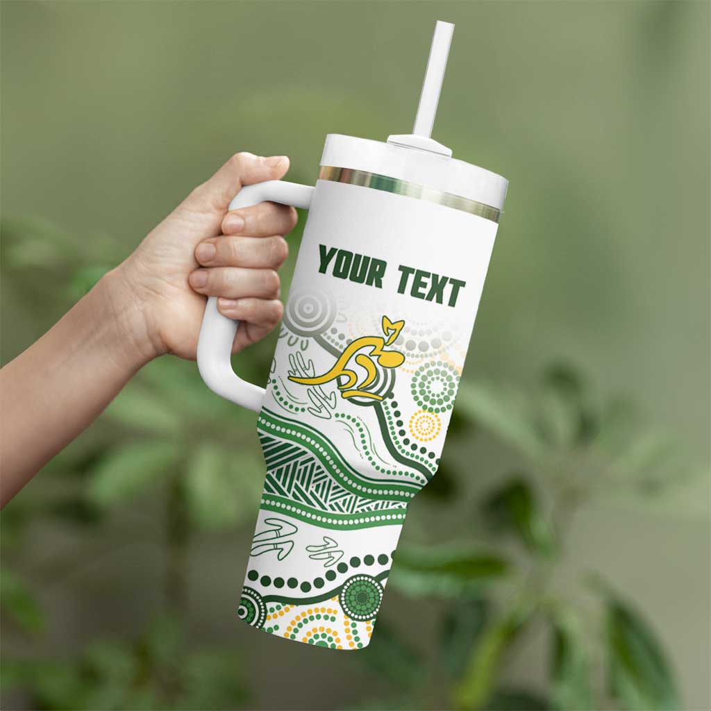 Australia Rugby Custom Tumbler With Handle 2025 Wallaroos Indigenous Art - Aussie Hoodie