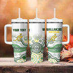 Australia Rugby Custom Tumbler With Handle 2025 Wallaroos Indigenous Art - Aussie Hoodie