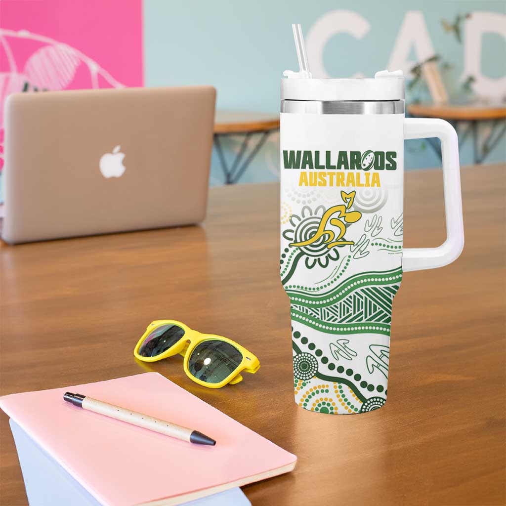Australia Rugby Custom Tumbler With Handle 2025 Wallaroos Indigenous Art - Aussie Hoodie