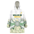 Australia Rugby Custom Wearable Blanket Hoodie 2025 Wallaroos Indigenous Art - Aussie Hoodie