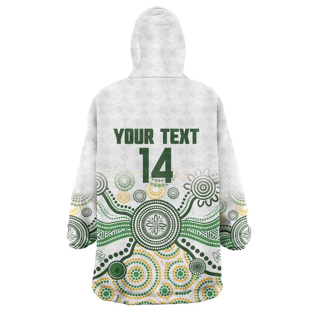 Australia Rugby Custom Wearable Blanket Hoodie 2025 Wallaroos Indigenous Art - Aussie Hoodie