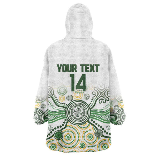 Australia Rugby Custom Wearable Blanket Hoodie 2025 Wallaroos Indigenous Art - Aussie Hoodie