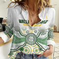 Australia Rugby Custom Women Casual Shirt 2025 Wallaroos Indigenous Art - Aussie Hoodie