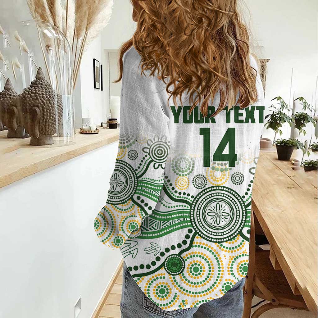 Australia Rugby Custom Women Casual Shirt 2025 Wallaroos Indigenous Art - Aussie Hoodie