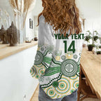 Australia Rugby Custom Women Casual Shirt 2025 Wallaroos Indigenous Art - Aussie Hoodie